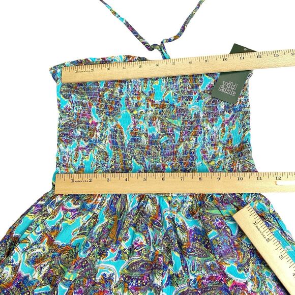 Wild Fable Women's Sleeveless Woven Smocked Romper - Blue Paisley XX Small NWT - Picture 4 of 16